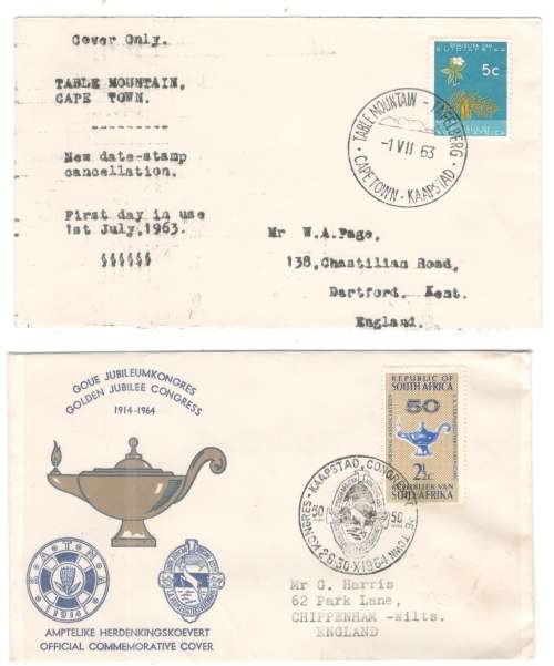 4 Republic covers / FDCs - first use new Table Mountain cancel, Bontebok Park x2 & Nursing Congress