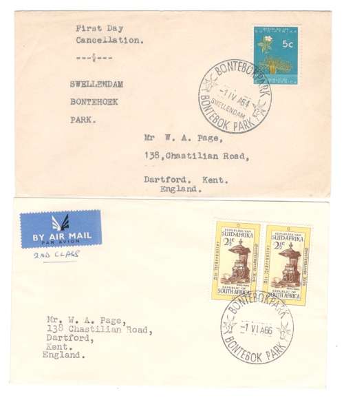 4 Republic covers / FDCs - first use new Table Mountain cancel, Bontebok Park x2 & Nursing Congress