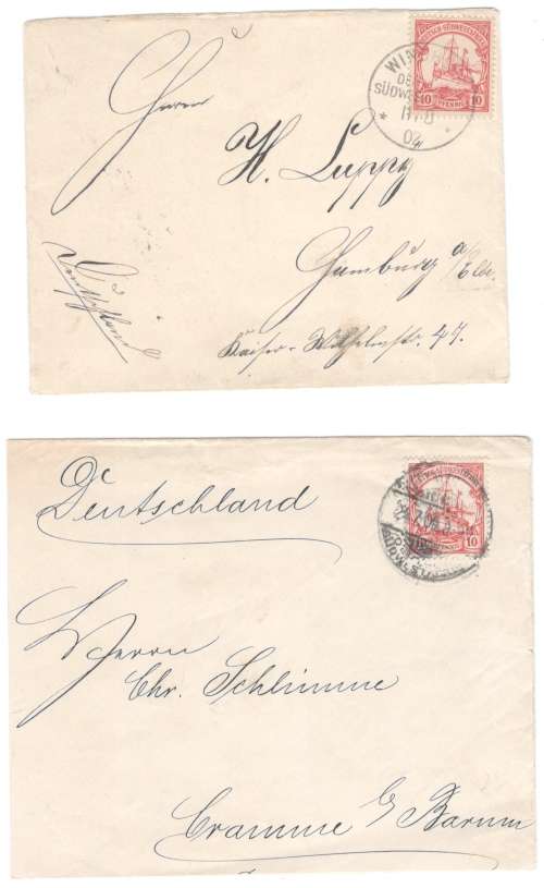 1902 - 2 early German South West Africa covers Windhoek & Keetmanshoop to Germany