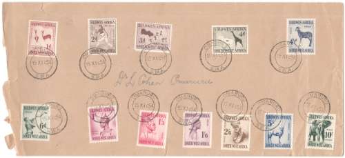Wonderful SWA cover - full 1954 definitives - first day of issue - Omaruru - SACC cat value R850+
