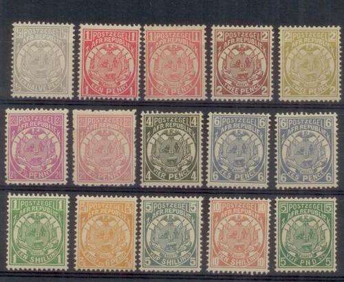 1885 Transvaal Vurtheim definitives Mint - full set to 5 Pounds!