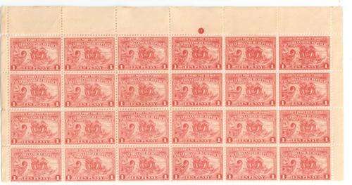 1895 Transvaal Penny Post - block of 24 - mostly MNH