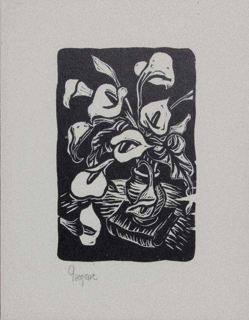 Gregoire Boonzaier linocut (24x19cm). Low opening!