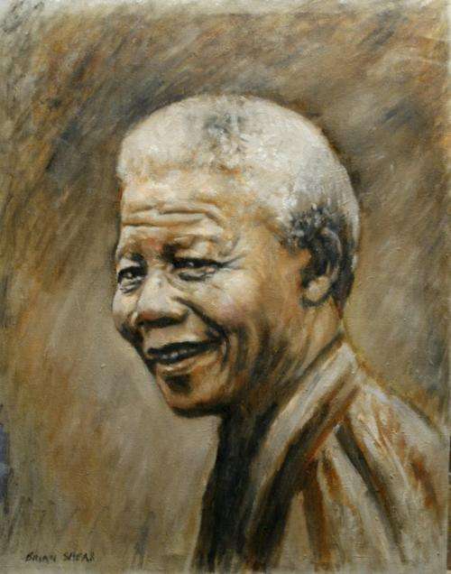 Brian Shear original Mandela portrait. Wonderful investment! Low opening!