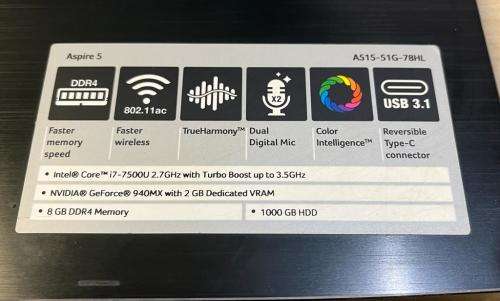 Acer Aspire 5 i7 (Please Read)