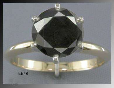 REAL BLACK DIAMOND 2.15cts 14K SOLID YELLOW GOLD RING.