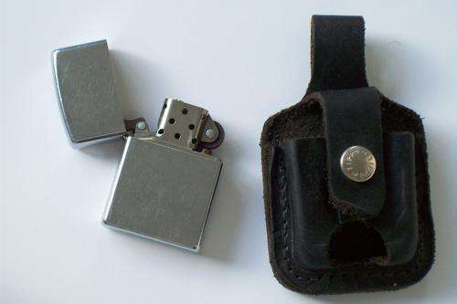 Zippo lighter with original Zippo leather pouch