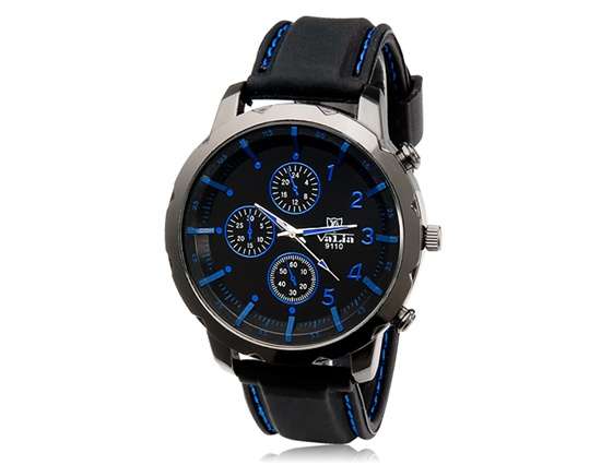 "Priced to clear" Valia Men's Quartz Round Dial Analog Wrist Watch - Blue