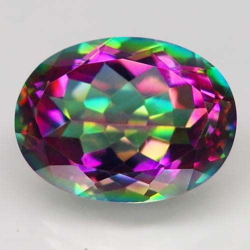OUTSTANDING 10.06 CT. OVAL FACET 100%  NATURAL TOP MULTI COLOR RAINBOW TOPAZ
