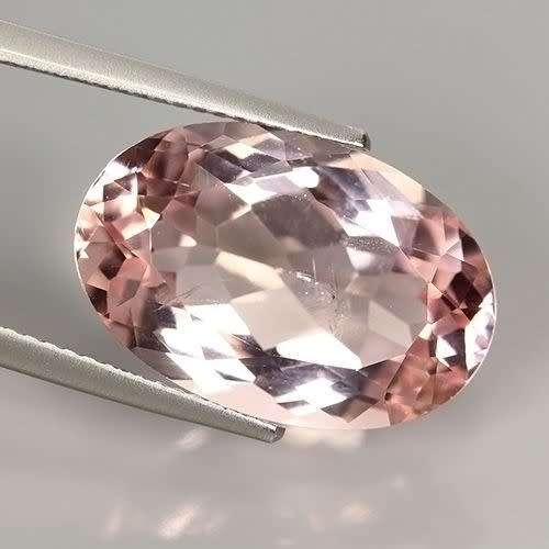 LOVELY SPARKLING AND EXCELLENT SIZE!  3.57 CT. OVAL FACET 100% NATURAL PEACH PINK MORGANITE