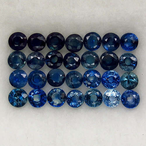 JEWELLERS LOT - 2.25 CT (25 PIECES) 2.24MM ROUND FACET  100% NATURAL ROYAL BLUE SAPPHIRES