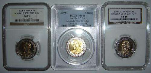 MANDELA BIRTHDAY COINS MS66 - NGC SANGS AND PCGS