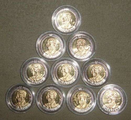 MANDELA 2008 BIRTH DAY COINS, FROM A SEALED BAG 10 COINS BIDDING ARE PER COIN