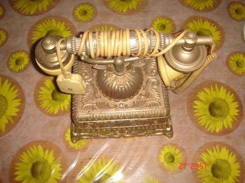 BEAUTIFUL RETRO ORNATE BRASS, VICTORIAN LEAF SQUARED BASE ROTARY TELEPHONE