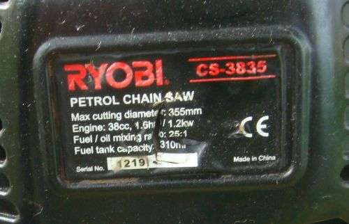 RYOBI PETROL CHAINSAW 38cc IN WORKING ORDER