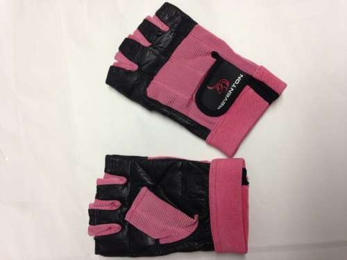 REVENTON sport gym padded leather gloves, pink / black LARGE