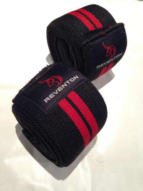 REVENTON black/red gym weight lifting/power lifting knee wraps