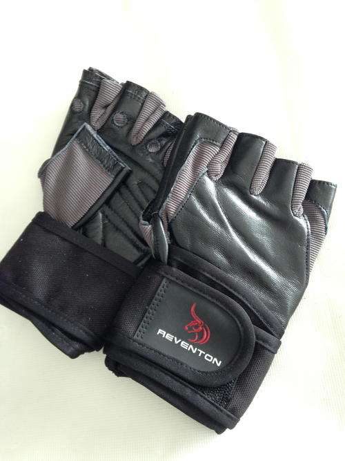 REVENTON black padded gym wrist wrap weight lifting gloves SMALL