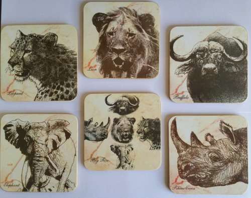 Big Five Cork Backed Coasters 6pc Set