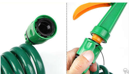 15M Coiled Garden Hose Pipe & Spray Gun