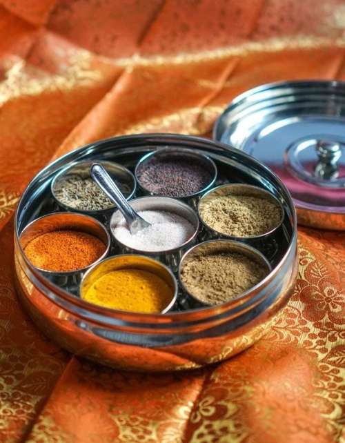 Indian Spice Tray (Spice Box or Spice Rack - also known as Masala Dabba), Stainless Steel