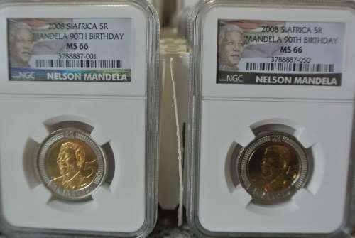 2008 Full Box x 50 Mandela 90th Birthday celebration R5  NGC Grading MS66