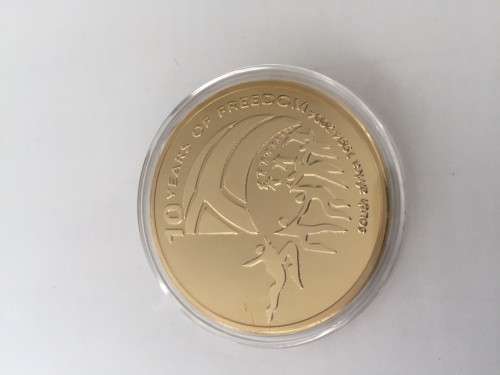 Gold Plater 10 years of Freedom Mandela Medallion