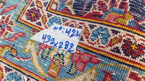 Persian carpet kashan 432cm x 282cm hand knotted (with certificate)