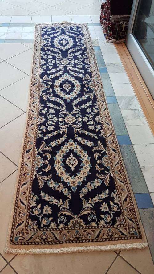 Persian carpet naien 300cm x 74cm hand knotted (with certificate)