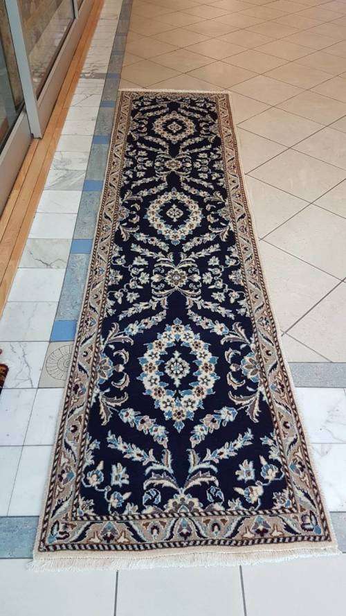 Persian carpet naien 300cm x 74cm hand knotted (with certificate)