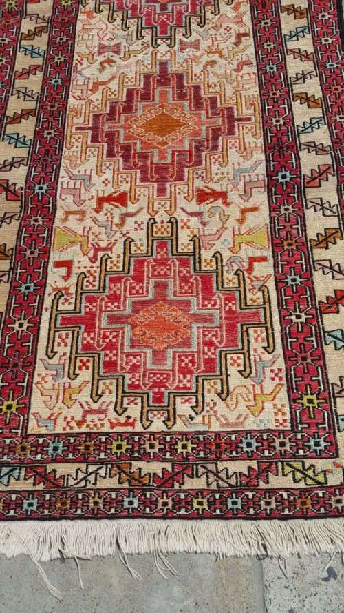 PERSIAN KELIM SILK RUNNER 292cm x 70cm HAND WOVEN (with certificate)