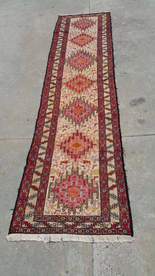 PERSIAN KELIM SILK RUNNER 292cm x 70cm HAND WOVEN (with certificate)