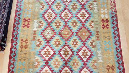 Afghan kilim 208cm x 162cm Hand Knotted (with certificate)
