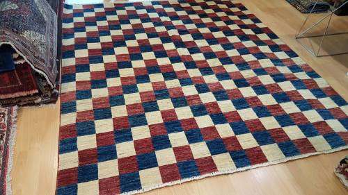 Persian Afghan Modern Design Carpet 214cm x 184cm Hand Knotted