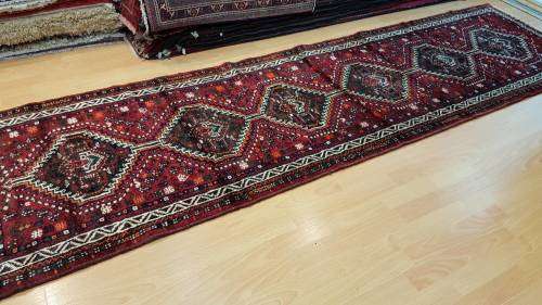 Persian Shiraz Carpet Runner 290cm x 80cm Hand Knotted