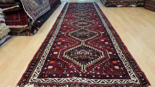 Persian Shiraz Carpet Runner 290cm x 80cm Hand Knotted
