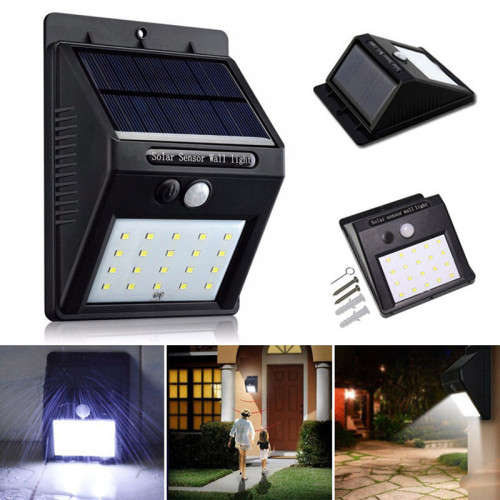 1X 20LED Solar Power PIR Motion Sensor Wall Light Outdoor Waterproof