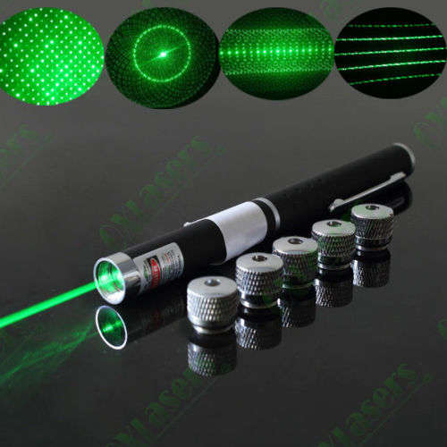High Powered 100mw Protable 532nm Kaleidoscopic 5 In 1 Green Laser Pointer Pen With 5 Star Cap Star
