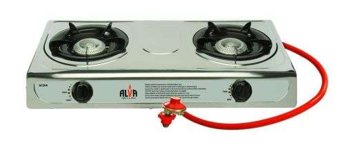 2 Burner Gas Stove with Regulator & Hose >