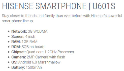 HiSense U601S < Quad-Core 1.2Ghz, 8GB Memory, Dual Sim > BEST BUY