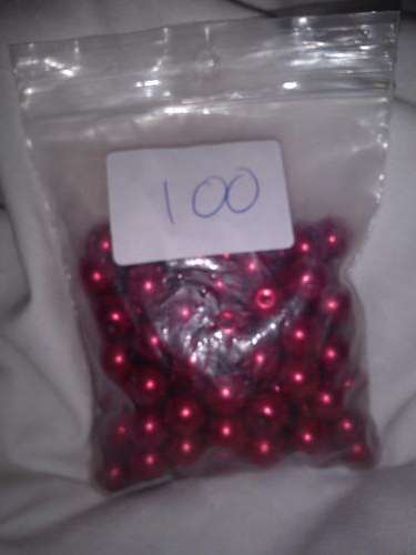 100 dark red pearl beads