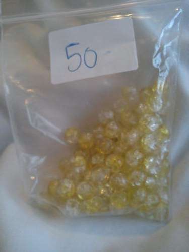 50 yellow and white crackle beads