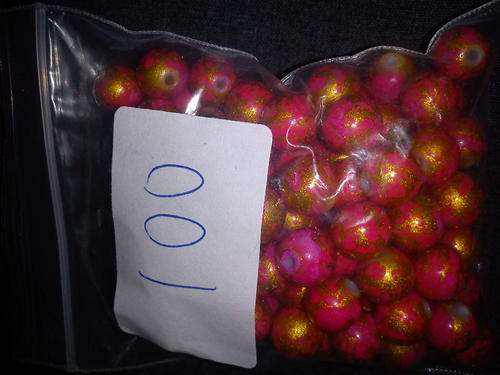 100 pink and gold beads