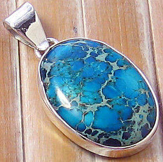 Luxurious TURQUOISE Pendant.  Solid Sterling Silver
