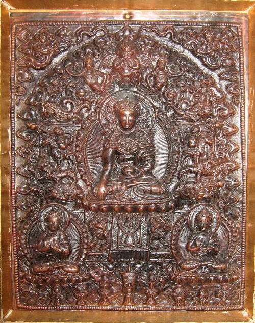 ANTIQUE TIBETAN COPPER WALL PLAQUE