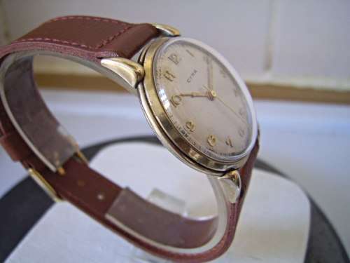 VINTAGE 9 KT GOLD CYMA BIG PILOT WATCH FROM THE 40'S