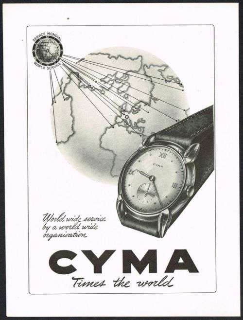 VINTAGE 9 KT GOLD CYMA BIG PILOT WATCH FROM THE 40'S