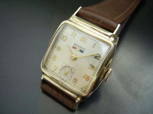 VINTAGE BENRUS CITATION WATCH WITH ROMANIAN FLAG LOGO.