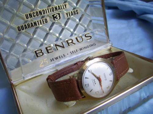 FAB VINTAGE BENRUS 3 STAR 25 JEWELS  SELF WINDING MENS WATCH