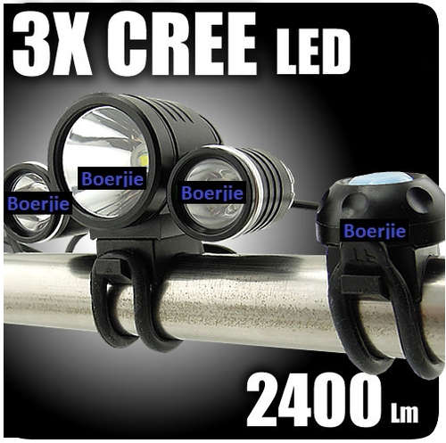 2400 Lumens CREE XM-L T6 LED +2x XPE R2 LED Bike Bicycle Light